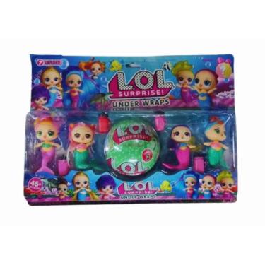 Imagem de Cartela Kit 4 Boneca Unicórnio Brinquedo Lol Bola Surpresa, Sereia