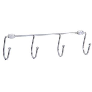 Imagem de Cabideiro Multiuso De Parede Com 4 Ganchos Provador Cromado - Nacional