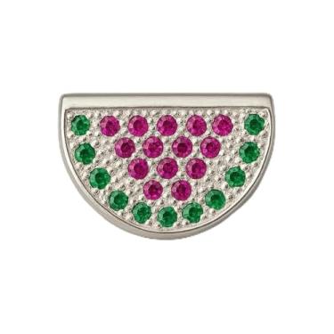 Imagem de Berloque Passante Melancia em Prata 925, Pedras Verdes e Rosa, Pingente para Pulseira