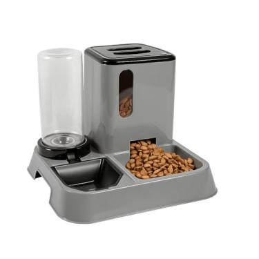 Imagem de Comedouro automático e bebedouro três em um premium, prático e durável para cães e gatos. (Cinza)