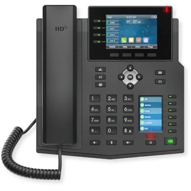 Imagem de Telefone VoIP X5U-V2, tela dupla colorida, Bluetooth, PoE, GBE, telefone IP comercial, conferência de 6 vias, 30 teclas programáveis, adaptador de energia não incluído