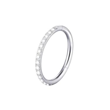 Imagem de Piercing Argola de Aço Cirúrgico Cravejada com Zircônia, 3 Tamanhos 6mm 8mm 10mm, Prateada (6mm)