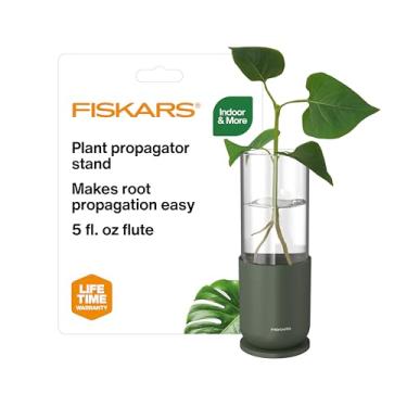 Imagem de Fiskars Propagador de plantas, 1 peça – Vaso de propagação de vidro decorativo único com base de metal para enraizamento de estacas de plantas e exibição hidropônica