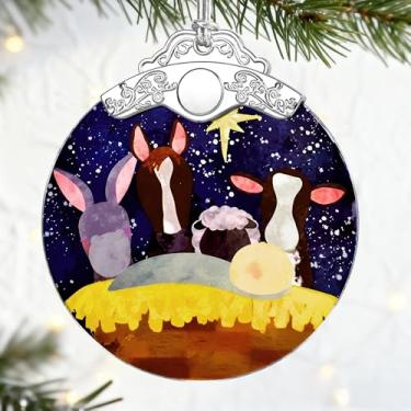 Imagem de Presentes cristãos: Enfeites de Natal de presépio (enfeites de árvore de Natal) | Decoração de férias cristãs, decoração de sagrada família, presentes religiosos, presente de batismo e presente