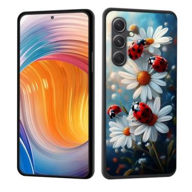 Imagem de CICPLKSE Capa para Galaxy S25 FE, borracha de silicone macia, proteção total à prova de choque, proteção contra quedas para Samsung Galaxy S25 FE 6,7 polegadas 2025, joaninhas em margaridas