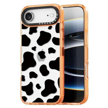 Imagem de Rosarnnah Capa para iPhone Air fofa - Capa de telefone à prova de choque com proteção contra quedas de grau militar de 2 m - Design com estampa de vaca leiteira (16,5 cm) laranja cósmico
