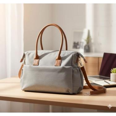 Imagem de Bolsa Multifuncional Maternidade 25L com 6 Bolsos Externos e Divisórias Internas – Poliéster Cinza