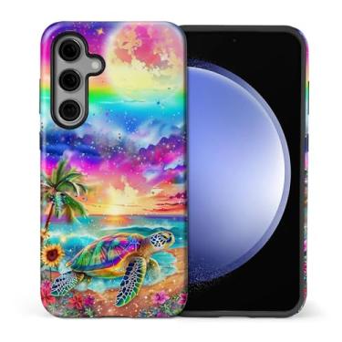 Imagem de MQJCYB Capa para Samsung Galaxy S25 FE, híbrida, resistente, 2 em 1, proteção robusta à prova de choque, brilhante, para Samsung Galaxy S25 FE tartarugas marinhas girassóis