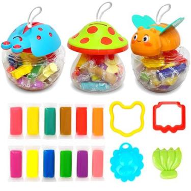 Imagem de Kit 3 Cofrinhos de Massinhas Divertido 40 Peças Balde 2 em 1 - Toy Kin