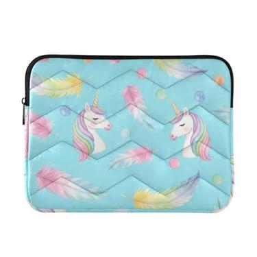 Imagem de Capa protetora para notebook com unicórnios em aquarela pastel, à prova de choque, capa para dispositivo eletrônico portátil, de 38 a 15,6 cm