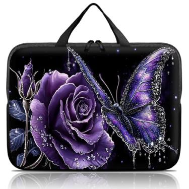 Imagem de Bolsa para laptop 14 15 15,4 15,4 15,6 polegadas, bolsa para notebook, capa macia compatível com Dell, Lenovo, Toshiba HP, Asus Notebook-Purple Butterfly Rose
