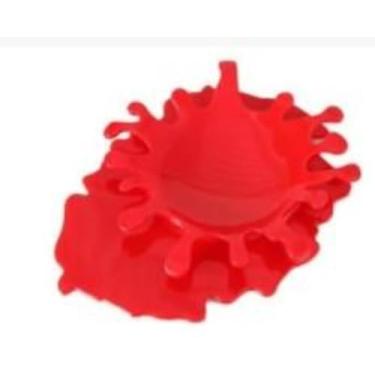 Imagem de Suporte de descanso de colher em forma de ketchup de silicone, resistente ao calor, antiderrapante, suporte de utensílios de cozinha para cozinhar e servir vermelho