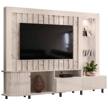 Imagem de Estante Home Tv 70 Polegadas 243 Cm Le Mans Madetec Calacata Off White