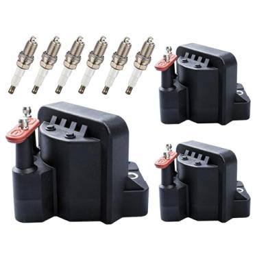 Imagem de Pacote de 3 peças de bobina de ignição D555 e 6 peças de velas de ignição de irídio compatíveis com Buick Allure LaCrosse LeSabre Park Avenue, compatível com Chevy Camaro Impala Monte Carlo
