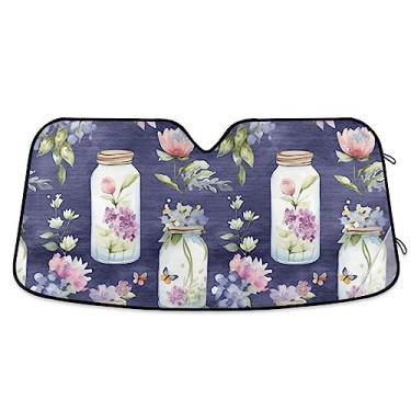 Imagem de Buquê de vaso de aquarela no pára-brisa roxo para carro, para-brisa de carro, para-sol para caminhão