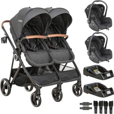 Imagem de Carrinho Kiddo para Gemeos 2 Bebe Conforto 2 Base Cosmos Preto