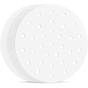 Imagem de 100 peças de forros pequenos de bambu, mini papel a vapor antiaderente para bolinhos cozidos no vapor (20 cm)