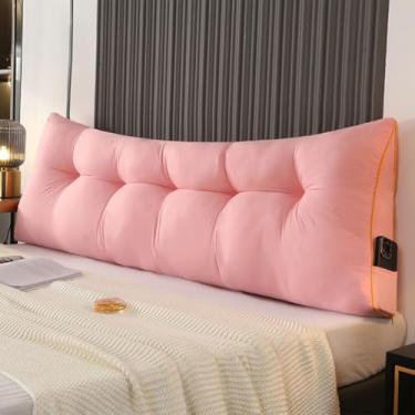 Imagem de Almofada triangular para cabeceira de cama, descanso de cama, descanso de cama, almofada de leitura para dormitório, apoio de posicionamento de encosto para cama, rosa, 150 x 50 x 15 cm