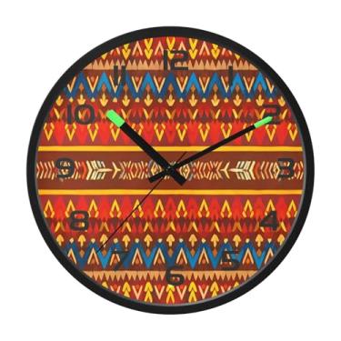 Imagem de CEBUGI Relógio de parede com luz noturna de 30,5 cm que brilha no escuro com sensor de voz intrincado padrão tribal relógios de parede operados por bateria para decoração de quarto e sala de estar