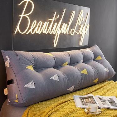 Imagem de BAGASI Almofada grande de leitura, almofada de cabeceira de veludo, encosto triangular, descanso de cama, cama, beliche, dormitório, suporte para as costas com capa removível, B, 180 x 50 x 20 cm