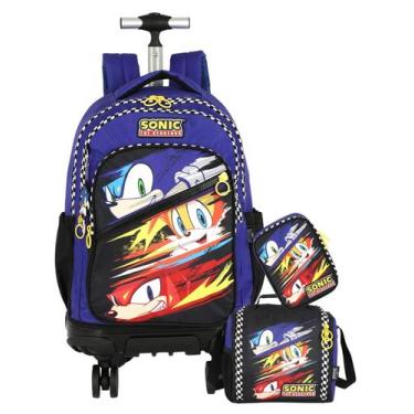 Imagem de Kit Escolar Sonic Mochila Rodinha + Lancheira + Estojo Box - Luxcel, a