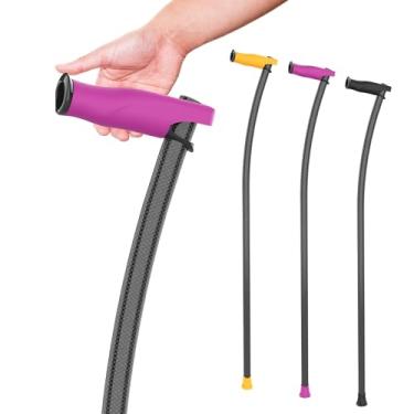 Imagem de Bengala de caminhada ultraleve de fibra de carbono (<0,2 kg) com curva ergonômica e aderência para prevenção de tendinite (roxo, M (165-175 cm))
