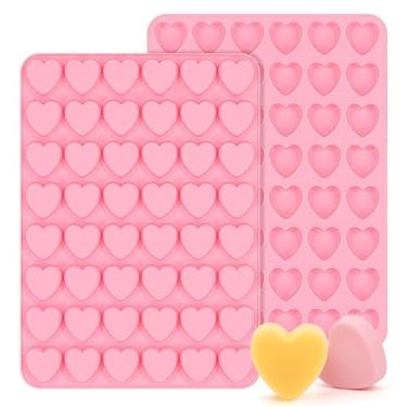 Imagem de Formas de silicone pequenas formas de silicone para Dia dos Namorados, 48 cavidades, formas de cubos de gelo, para festa de casamento, aniversário de casamento, sobremesa (2 peças)