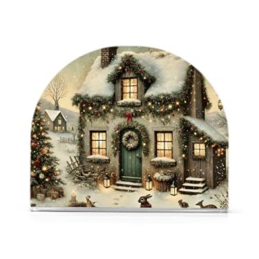 Imagem de Porta-guardanapos bege de Natal para mesa, 1 pacote, suporte de papel higiênico acrílico, porta-guardanapos para convidados