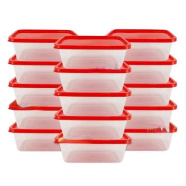 Imagem de Jogo 6 Potes 500ml Transparente Marmita Fitness Organizador Microondas Freezer BPA Free (6 VERMELHO)