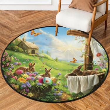 Imagem de Tapete redondo pequeno de 1,8 m de altura, tapete circular antiderrapante, lavável, tapete circular para quarto, sala de estar, berçário, cozinha, banheiro, entrada, decoração de casa