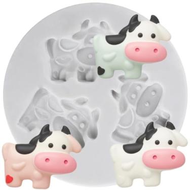 Imagem de MYPRACS Molde de silicone para fondant de vaca leiteira para decoração de bolos de açúcar, cobertura de cupcake, pasta de goma de chocolate, argila de polímero