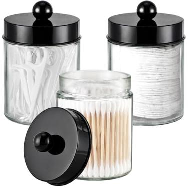 Imagem de Komashr 3 peças para decoração de casa de fazenda, suporte de boticário, potes de boticário, organizador de armazenamento de vaidade de banheiro - recipiente de balcão e adesivos fofos para cotonete