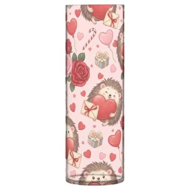 Imagem de CEBUGI Vaso de flores Hedgehog Love 10 x 30 cm, vaso cilíndrico para flores, vaso transparente inquebrável para festa de casamento, decoração de casa