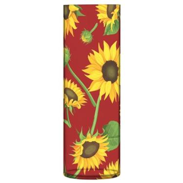 Imagem de CEBUGI Vaso de flores de girassol aquarela 10 x 30 cm, vaso cilíndrico para flores, vaso transparente inquebrável para festa de casamento, decoração de casa