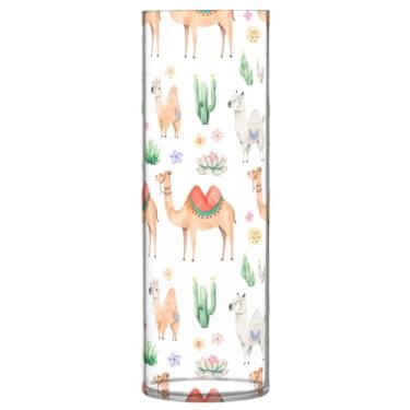 Imagem de CEBUGI Vaso de flor de cacto camelo 10 x 30 cm, vaso cilíndrico para flores, vaso transparente inquebrável para decoração de casa de festa de casamento