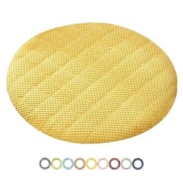 Imagem de Yadlan Almofadas redondas para cadeira 45 cm, almofadas de cadeira com zíper, almofada de assento confortável antiderrapante com capa removível para escritório doméstico amarelo 1 peça