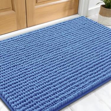 Imagem de OLANLY Tapete de porta de cachorro para patas enlameadas 61 x 40 cm, capacho de lama de chenille ultra absorvente, antiderrapante, lavável e com armadilha de sujeira para entrada interna, tapetes de