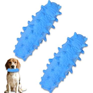 Imagem de Mnubsrva Pacote com 2 brinquedos de mastigar para filhotes e cães, brinquedos para mastigar cães para mantê-los ocupados, brinquedos duráveis para mastigar a dentição de filhotes, escova de dentes