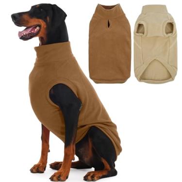 Imagem de IECOii Pacote com 2 suéteres de lã para cães 5GG quentes e elásticos grandes com orifício para arnês, colete para clima frio caminhadas ao ar livre, caça, lavável na máquina (tamanho 5GG, marrom