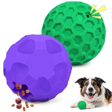 Imagem de TROUSKAIG Pacote com 2 brinquedos interativos para cães para mastigar agressivos, bolas estridentes de 8 cm para cães e 9 cm, bolas para cães grandes, brinquedo de quebra-cabeça, bola de brinquedo