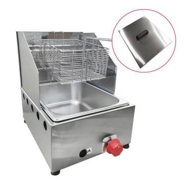 Imagem de Fritadeira Profissional a Gás Alcamar 1 Cuba 5 Litros com Tampa FPCT-0