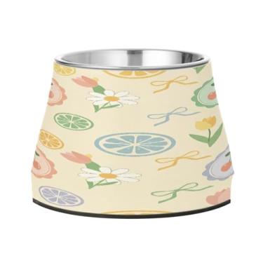 Imagem de CEBUGI Tigelas de aço inoxidável para cães e gatos, resistentes à ferrugem, removíveis, para cães e gatos, tigela elevada antiderrapante para alimentação de cães e gatos, cerejas vermelhas