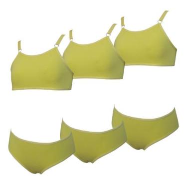 Imagem de Kit 3 Conjunto Sutiã e Calcinha Menina Infantil Algodão Tamanho:GCor:A