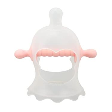 Imagem de aqxreight Mordedor de Mão de Pulso Silicone Moer Dentes Seguro Aliviar o Desconforto da Gengiva Mordedor de bebê Com 3 Chupetas Realistas Rosa Transparente Não há Clipes é o Usado Em Confortável que (Rosa Transparente)