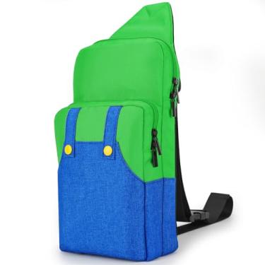 Imagem de Owngen Linda bolsa de viagem para Nintendo Switch/2 / Lite / OLED, mochila de armazenamento de ombro transversal pequena portátil para console NS, base de carregamento, Joy-Cons, acessórios (verde e