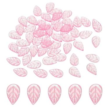 Imagem de Generic Contas de folha de vidro tchecas de 18 x 11 mm, 50 peças de contas de folha de cristal para fazer joias, artesanato, pulseira, colar, brincos, rosa