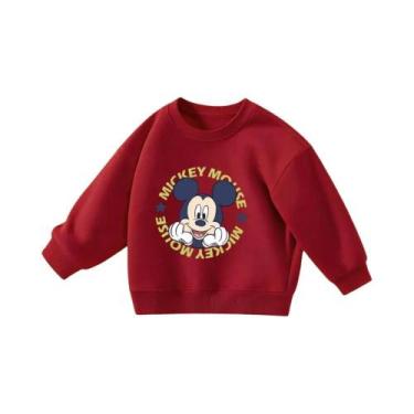 Imagem de Moletom Com Capuz Estampado Mickey Vermelho, Manga Longa, Para Meninos