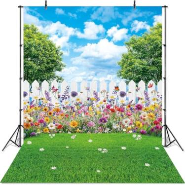 Imagem de Pano de fundo para fotografia de primavera, cenário de natureza, flores de jardim, foto de fundo para tema de primavera, aniversário, chá de bebê, festa de casamento, decoração de banner, suprimentos