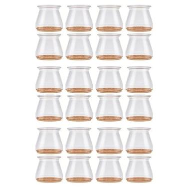 Imagem de 24 peças de protetores de chão de cadeira de silicone para pisos de madeira - protetores de perna de móveis médios com almofadas de feltro embrulhadas - Capas elásticas para pés de cadeira deslizam