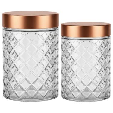 Imagem de Conjunto de Potes de Vidro Redondos 880ml e 1290ml Tampa Rosé